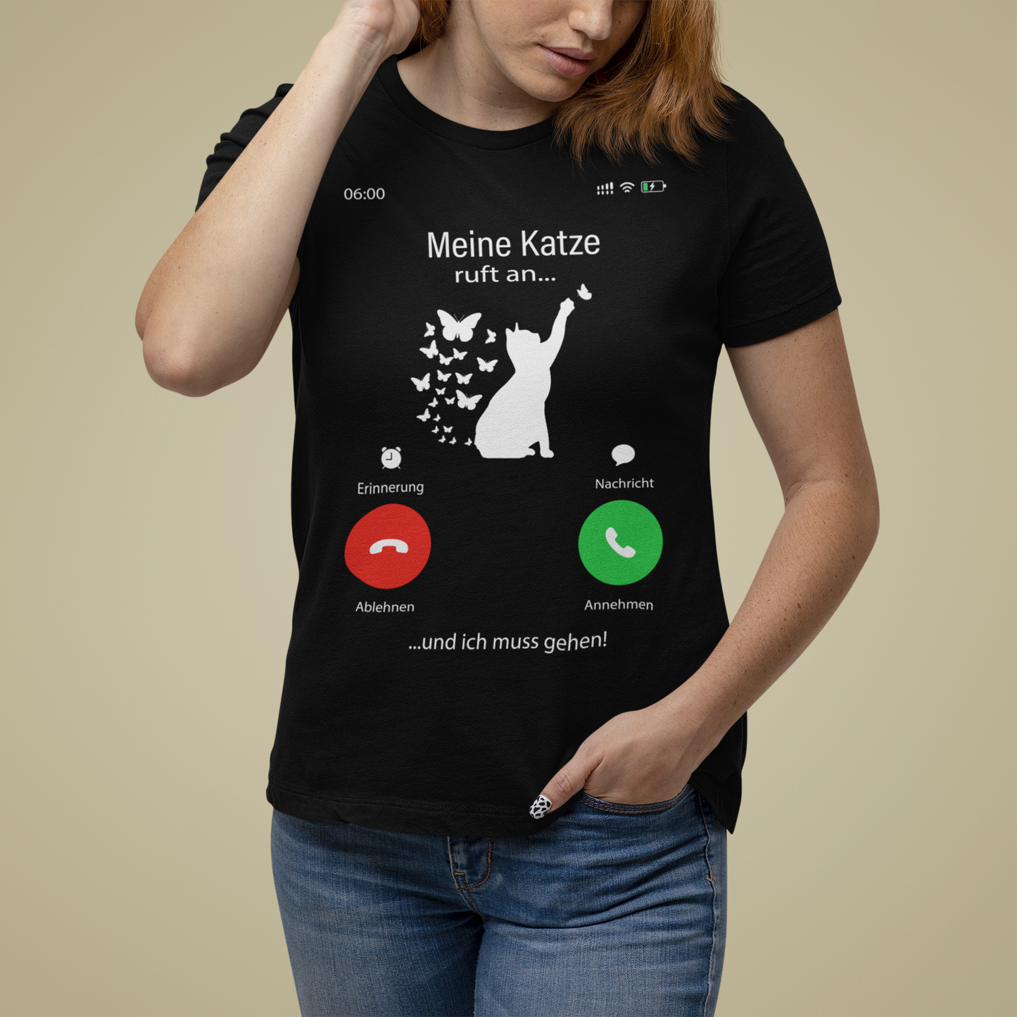 Personalisiertes T-Shirt - "Deine Katze ruft an"